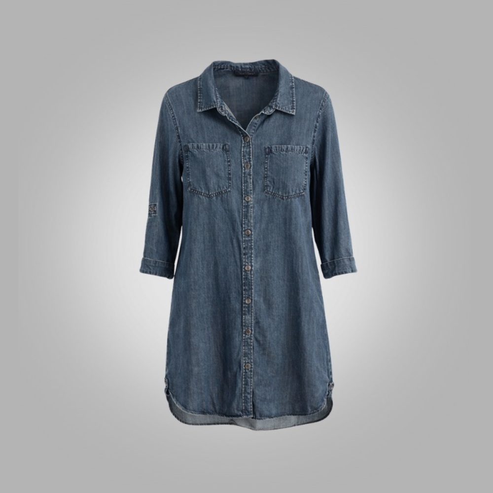 Velvet Heart Tencel Denim Shirt Dress Small Chambray Button Front - Picture 2 of 7